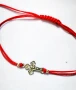 Гривна от червен конец и сребърно кръстче проба 925, снимка 8