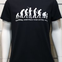 Нова мъжка тениска с трансферен печат Човешка еволюция в черен цвят, снимка 15 - Тениски - 36598981