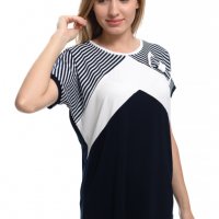 Дамска елегантна моряшка блуза с къс ръкав и панделка, снимка 4 - Тениски - 30313549