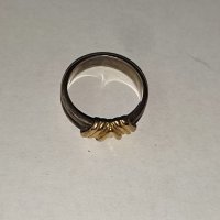 Сребърен пръстен 925 със злато 14 С, снимка 2 - Пръстени - 38253204