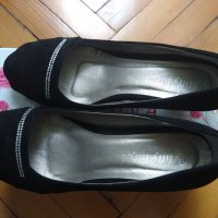 Дамски обувки велур с токче 35, снимка 1 - Дамски обувки на ток - 36907229