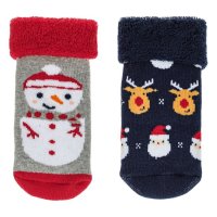 2 чифта Бебешки коледни чорапи, Снежен човек и Елени, снимка 1 - Бебешки чорапи - 42779290