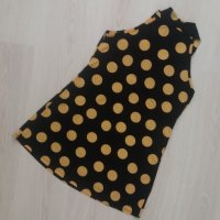 Черна блузка на жълти точки - без ръкав, снимка 4 - Потници - 29308761