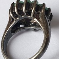 Сребърен пръстен със смарагди, снимка 5 - Пръстени - 44483401