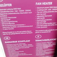 Мощна Печка духалка - Bestron Fan Heater with 2 Power Levels, снимка 6 - Отоплителни печки - 38940749
