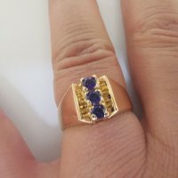 Златен пръстен с лилав аметист , снимка 9 - Пръстени - 30283686