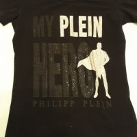 PHILIPP PLEIN - маркова тениска оригинална с камъни , изключително стегната хубава материя, черна , снимка 3 - Тениски - 37467232