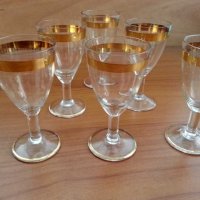Ретро стъклени чаши чашки с златен кант, снимка 6 - Антикварни и старинни предмети - 29284923