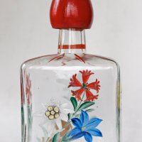 Стара Австрийска ръчно рисувана бутилка за алкохол 1960те, снимка 2 - Колекции - 35093185
