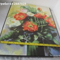 44х34 см   Картина - красиви цветя, платно, ярки цветове, снимка 4 - Картини - 37405678