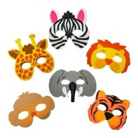6 бр маски за сафари зоо диви джунгла животни парти гумирани филц маска за лице детски, снимка 1 - Други - 33741898