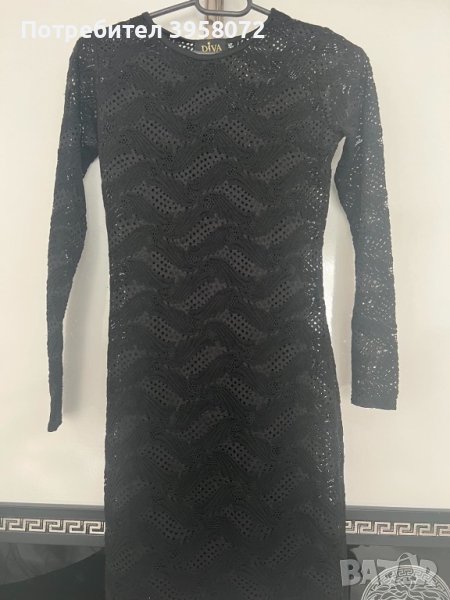 Дантелена къса черна рокля размер XS, снимка 1
