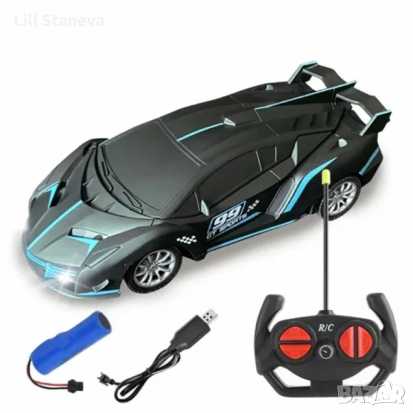Високоскоростна дрифт кола,с дистанционно управление – състезателна играчка с LED светлини. , снимка 1