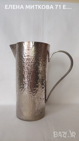 Голяма стара кована френска кана от месинг масивна, снимка 1