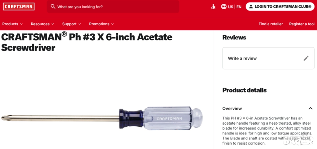 Оригинал CRAFTSMAN Американска Професионална ОТВЕРТКА Звезда + PH3x155-260 мм USA Инструменти БАРТЕР, снимка 1