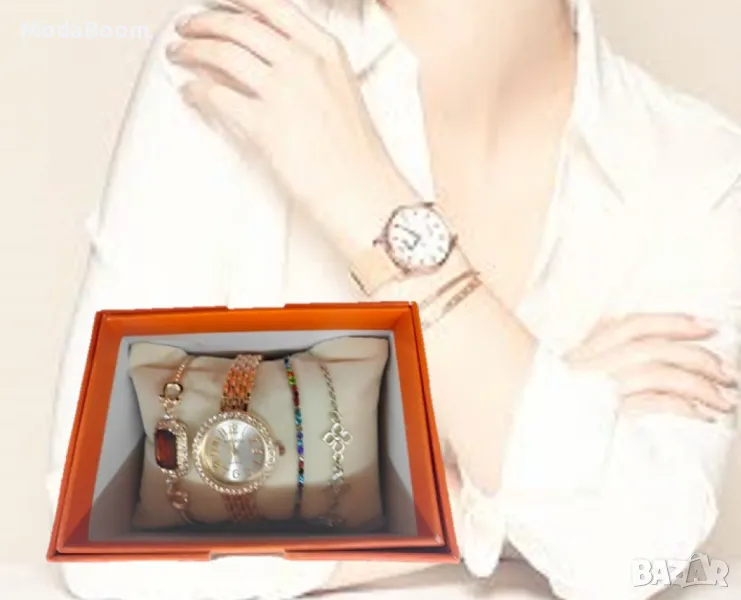Луксозен дамски комплект часовник и гривни, снимка 1