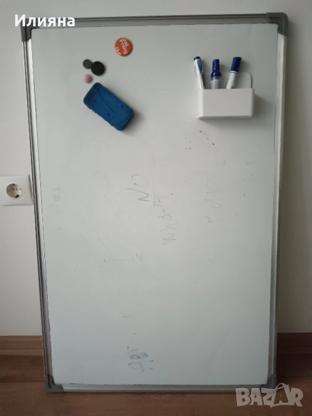 Бяла магнитна дъска 60 х 90 см с алуминиева рамка, снимка 1