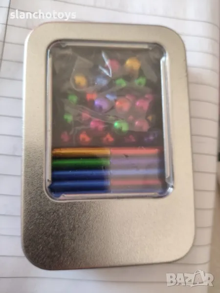 Комплект конструктор, Магнитен, CokoRoko, Цветен, Метални топчета, Магнитни пръчки, 63 части, снимка 1