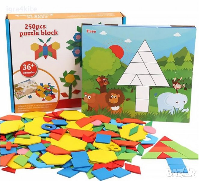 НАМАЛЕНА ЦЕНА ! дървена мозайка - конструктор с 250 части със карти, снимка 1