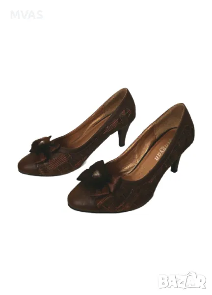 Нови дамски официални кафяви обувки на нисък ток 38 40 размер, снимка 1
