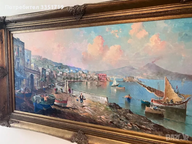 Голяма 145см/85см маслена картина Неапол и Везувий, снимка 1