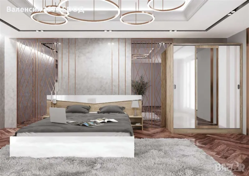 Спален комплект Сити 7074 бяло и арвен, снимка 1