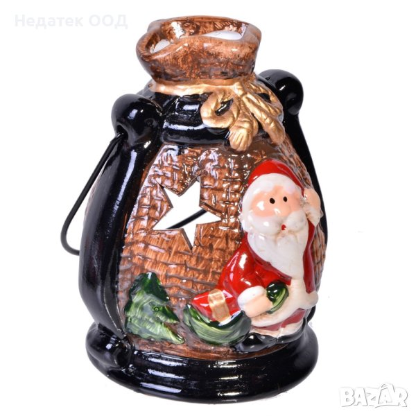 Коледен фенер, Дядо Коледа,  Kерамичен, 6х10см, снимка 1