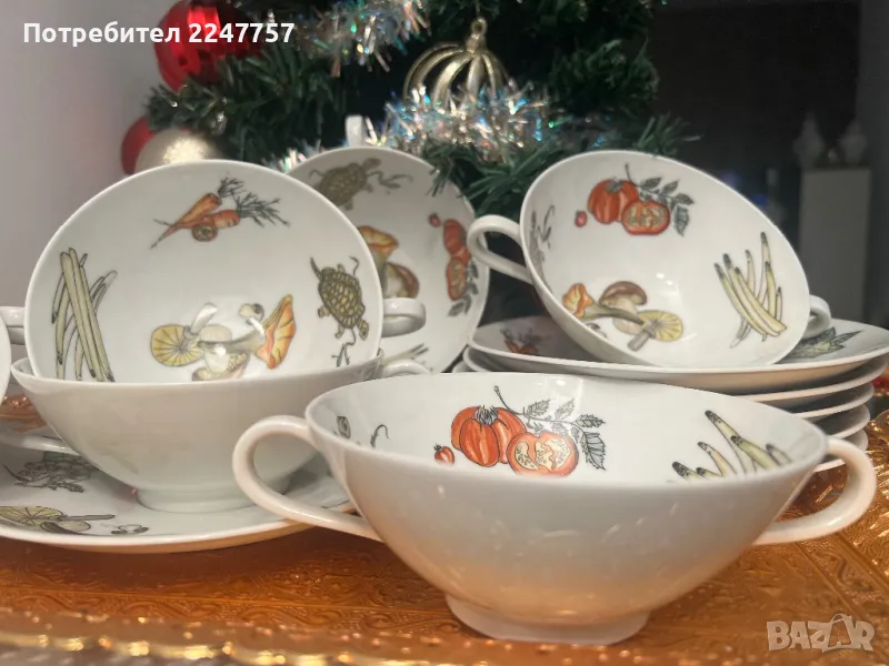 6 Купички с 6 подложни порцелан, снимка 1