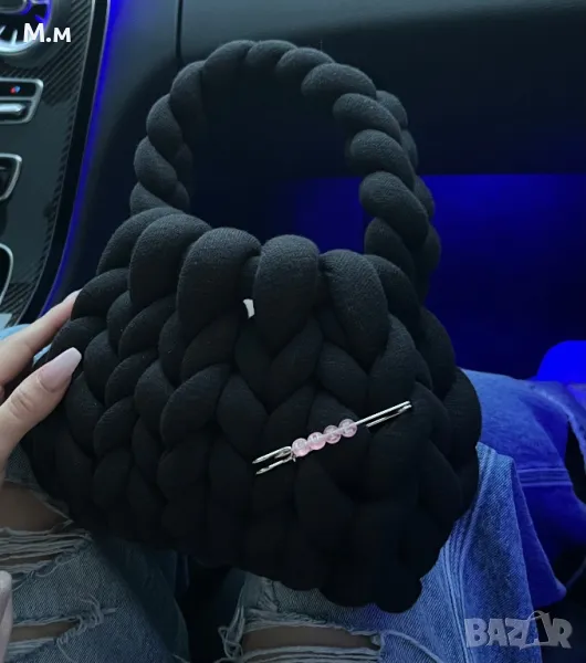 Дамски плетени чанти - розов, черен, сив, снимка 1