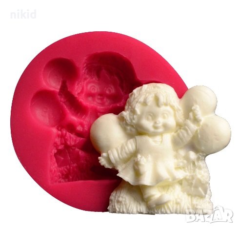 Щастливо дете с балони силиконов молд форма фондан шоколад гипс , снимка 1