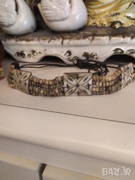 Чокър колие естествени слонова кост и кожа НАМАЛЕНИЕ , снимка 1