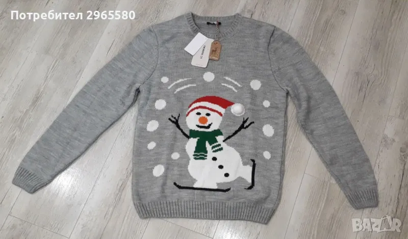 Нов коледен мъжки пуловер, размер М, снимка 1
