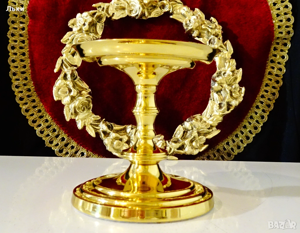 Позлатен бронзов свещник PartyLite модел Falmouth. , снимка 1