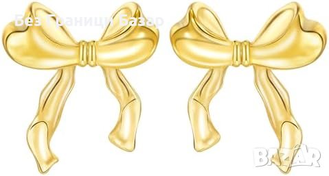 Нови Елегантни Златни Обеци с Панделка - Идеален Аксесоар за Всеки Ден, снимка 1