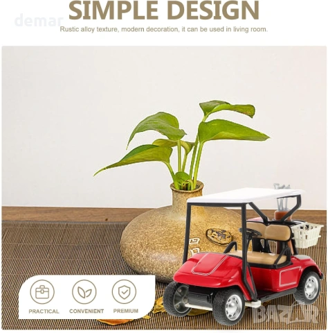 Миниатюрна играчка - голф количка, лят модел голф количка в мащаб 1:36, червена, снимка 8 - Коли, камиони, мотори, писти - 54105586