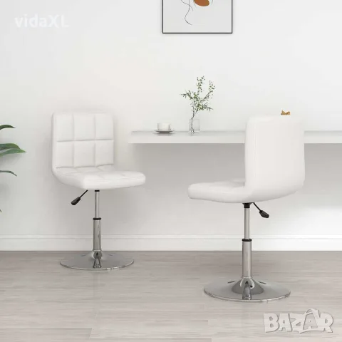 vidaXL Трапезни столове, 2 бр, бели, изкуствена кожа, снимка 2 - Столове - 56147026