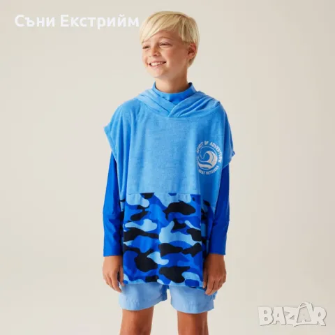 Детско пончо за преобличане Regatta Kids Towel Robe Blue Camo, снимка 1