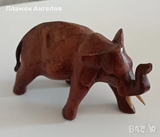 Дървено слонче. Ръчна изработка от екзотично дърво. Статуетка за късмет. , снимка 3 - Статуетки - 55802948