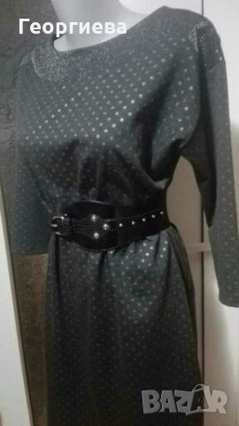 Рокля в тъмно сиво на сребристи точки 👗🍀36 - 38 р-р👗🍀арт.480, снимка 3 - Рокли - 31090058