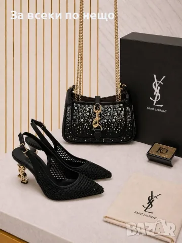 Yves Saint Laurent Дамски Черни Обувки На Ток Код E148, снимка 3 - Дамски обувки на ток - 55800072