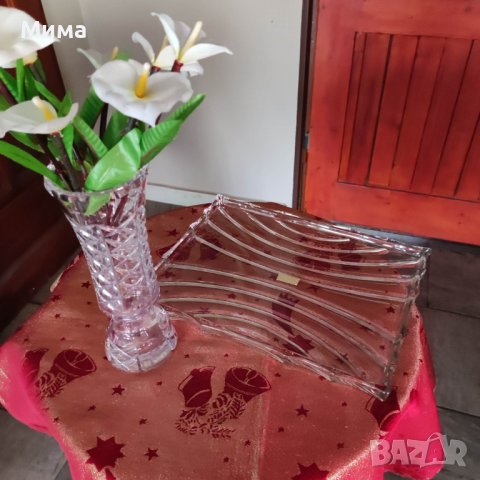 Кристална ваза и кристален поднос, снимка 5 - Други - 39728071