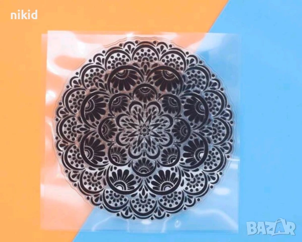 Мандала цвете кръгла дантела силиконов гумен печат декор украса бисквитки фондан Scrapbooking, снимка 4 - Други - 50824684