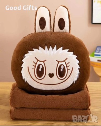 3в1 Плюшена играчка Labubu – одеяло, възглавница и раничка, снимка 10 - Плюшени играчки - 51512714