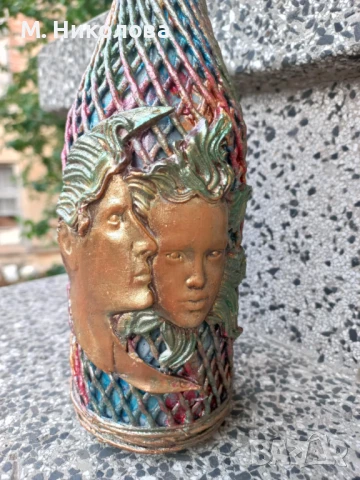 Ръчно декорирана бутилка за домашен алкохол , снимка 5 - Буркани, бутилки и капачки - 50607785