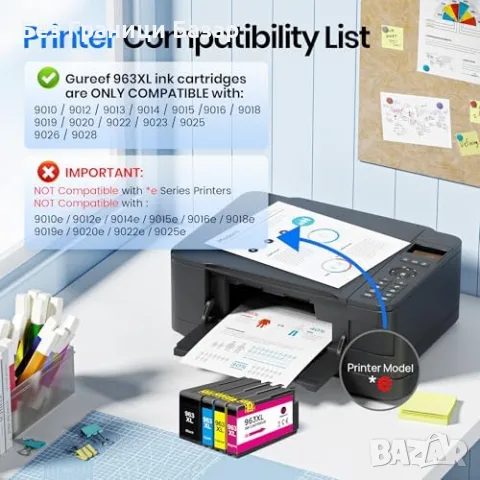 Нов Комплект 963XL мастилени касети за HP OfficeJet Pro 4 цвята тонер принтер мастило печат, снимка 5 - Консумативи за принтери - 55848312