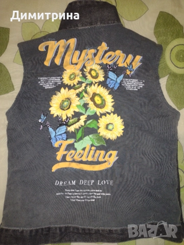 Уникален дамски дънков елек, снимка 3 - Елеци - 52688508