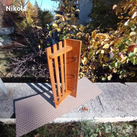 Стенна закачалка за дрехи и шапки дървена 64/24см, снимка 4 - Закачалки - 38486837