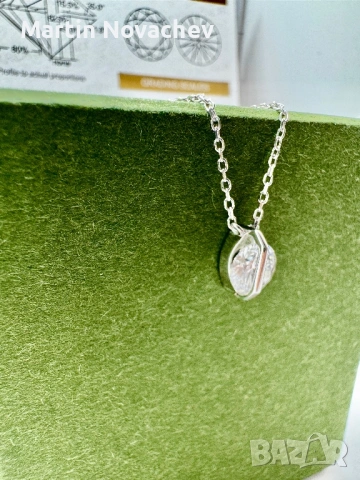 Сребърно колие с мойсанит (Диамант) 1 карат, снимка 9 - Колиета, медальони, синджири - 53331638