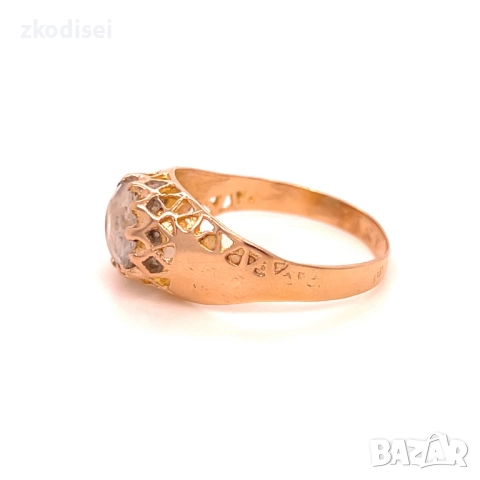 Златен дамски пръстен 2,40гр. размер:61 14кр. проба:585 модел:5007-1, снимка 2 - Пръстени - 52629678