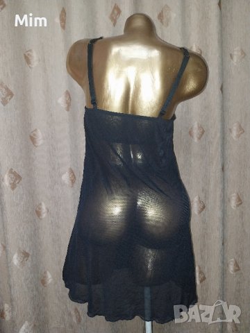  SANS 80 C Къса черна нощница с предно закопчаване , снимка 6 - Нощници - 42083832